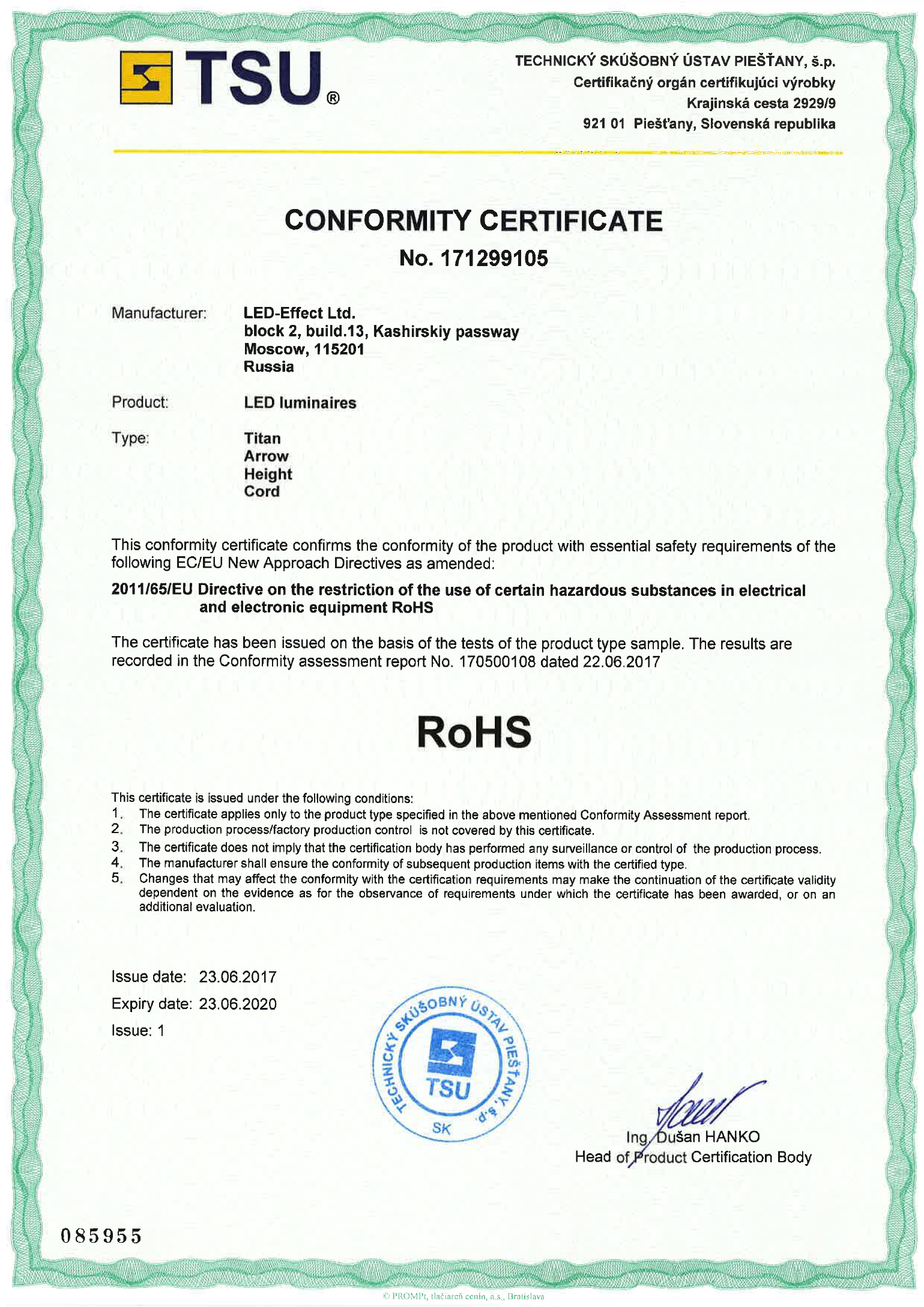 conformity certificate tsu big